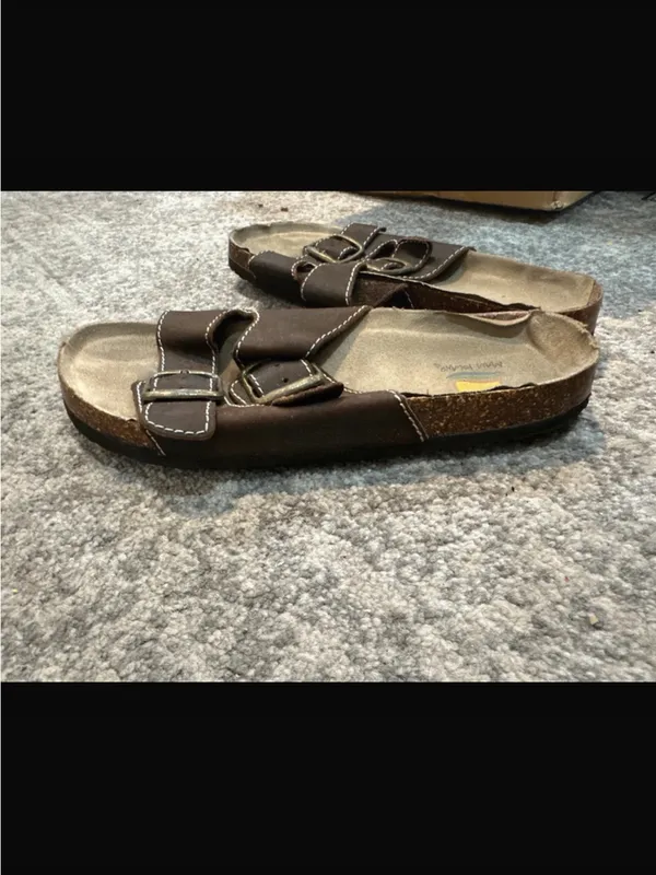 Maui Island Brown Double-Buckle Slide Sandals - Image 2