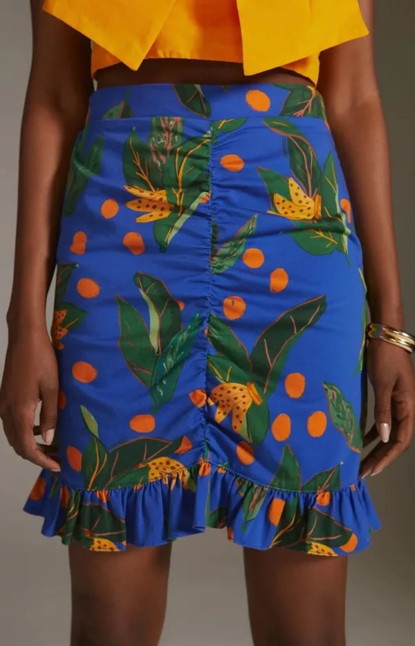 Farm Rio Tropical Print Ruched Ruffled Mini Skirt, Size XS - Image 3