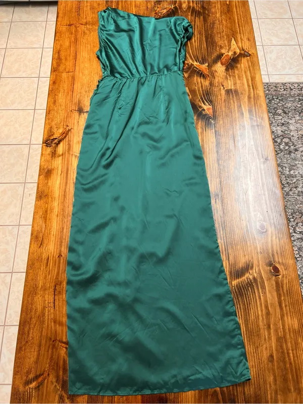 Show Me Your Mumu Jodie Emerald Luxe Green Satin One Shoulder Maxi Dress Medium - Image 11