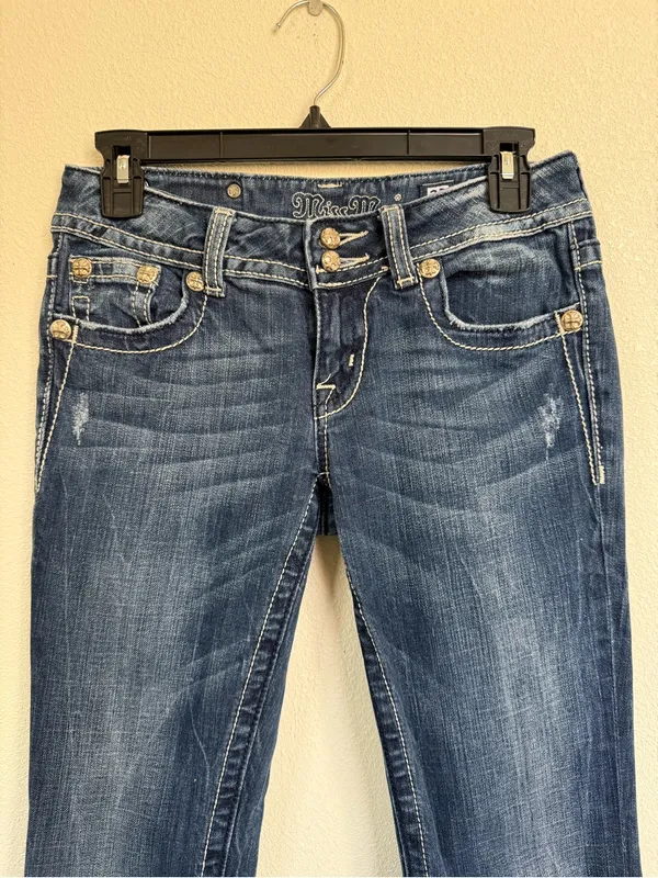 Miss Me Bootcut Jeans Size 27 Embellished Flap Pocket Y2K Denim - Image 6