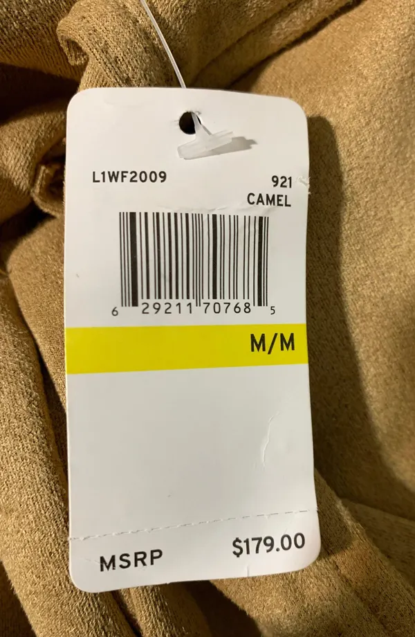 camel faux suede tie shacket size M women's - Image 11