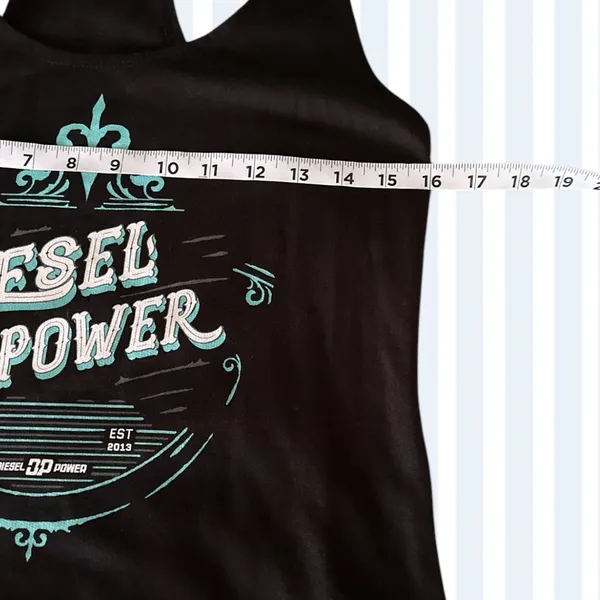Ariat Diesel Black Tank Top w Turquoise Blue Graphic Logo LG - Image 4