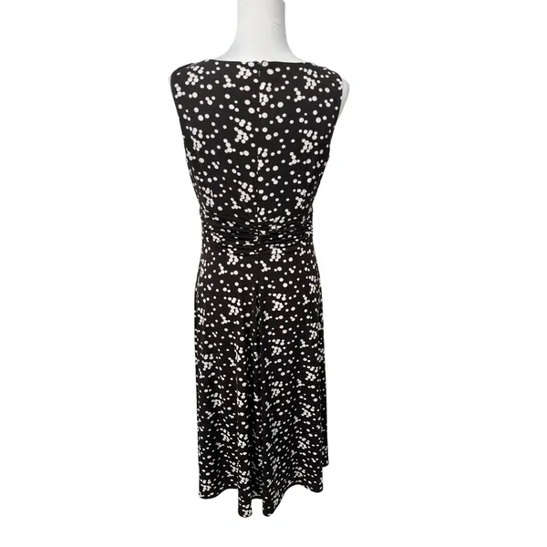 Jessica Howard Dress Womens 8‎ Brown Polka Dot Rockabilly Ruched Midi Retro - Image 6
