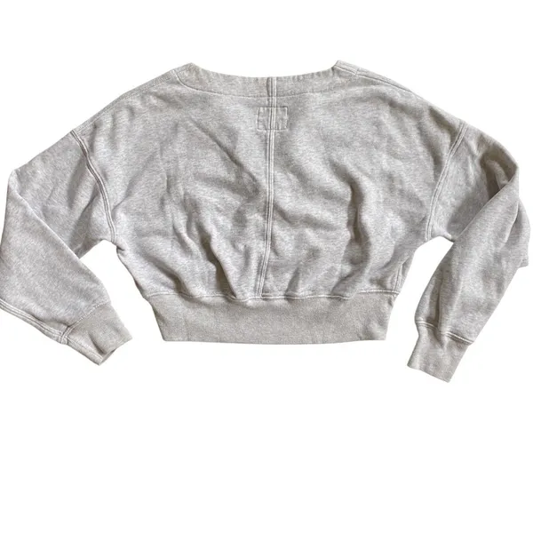 Abercrombie Fitch Lace Up Cropped Sweatshirt Light Grey XXS Soft‎ A&F Collection - Image 2
