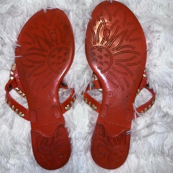 Jack Rogers Jelly Sandals size 8 Orange and Yellow / Gold Detail - Image 5
