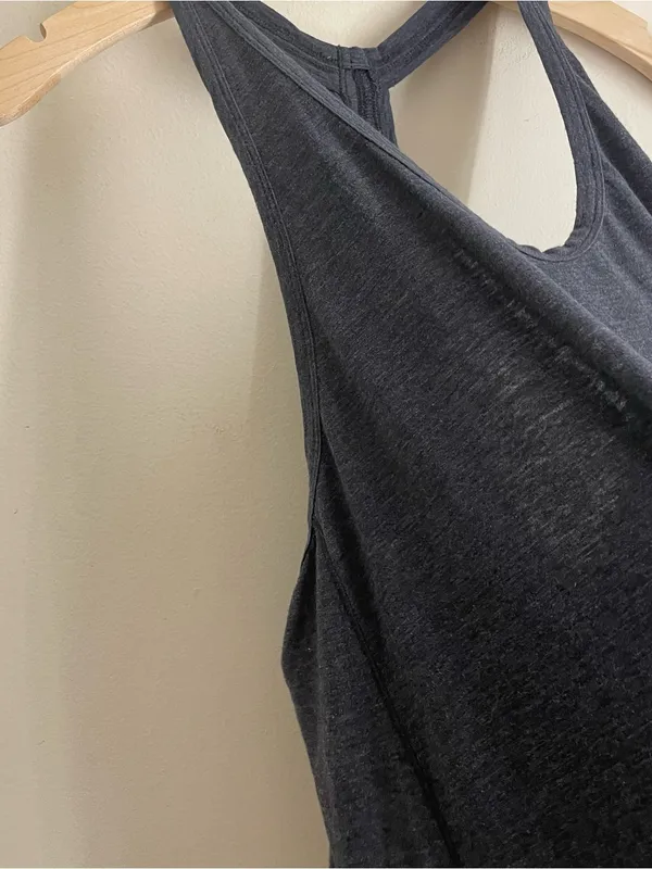Lululemon Om Racerback Tank Heathered Black Grey Long Loose Yoga Top - Image 9