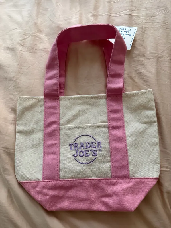 Mini Trader Joe’s pink pastel tote - Image 3