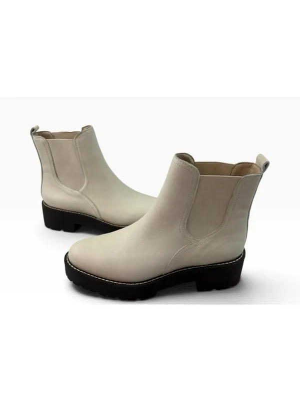 -Sam Edelman Justina Lug Sole Chelsea Boots Womens Size 6.5 Ivory Leather Ankle - Image 7