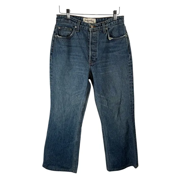 Reformation Mid‎ Crop Flare Jeans Baltic Wash Button Fly READ Womens 29 - Image 2