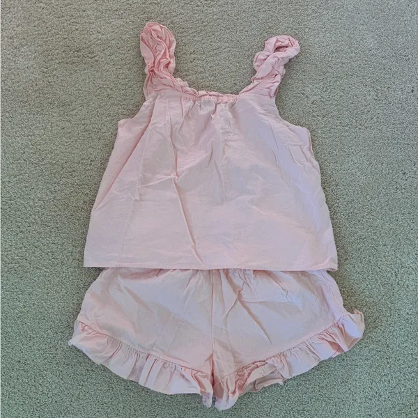Amazon Pink Ruffle Tank Top and Shorts Set - Image 3