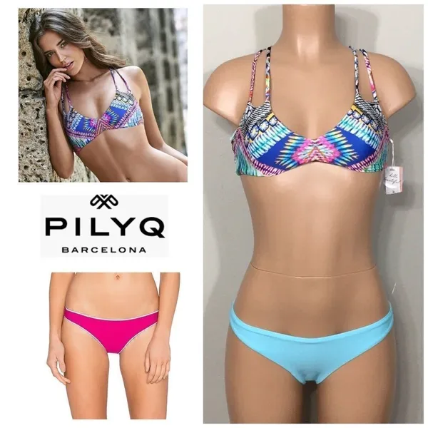 PILYQ multicolored reversible bikini set. NWT - Image 15