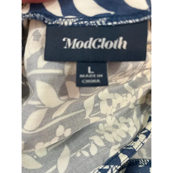 ModCloth Blue White Floral Maxi Dress Empire Waist Cottagecore Prairie‎ Large - Image 7