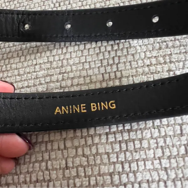 Anine Bing Women's Nicola Leather Belt in Black - Image 7