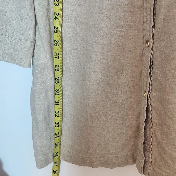 Michael Kors Khaki Linen Blend Mini Shirt Dress with Sash Size Small - Image 7