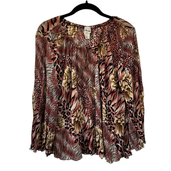 Mine USA Animal Floral Print Top Flare Sleeve Fairy Grunge Whimsigoth Size L - Image 2
