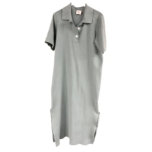 Tuckernuck Channing Polo Midi Dress Sage Green Knit Short Sleeve XS - Image 3