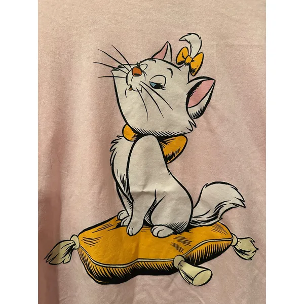 NWOT Disney Marie Cat Lady Vintage Aristocats Paris Cropped Pink Pastel Tee Sz M - Image 2
