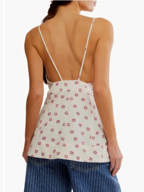 Free People Maddie Floral Print Sleeveless Top Cotton Square Neck Size XS NWOT - Image 4