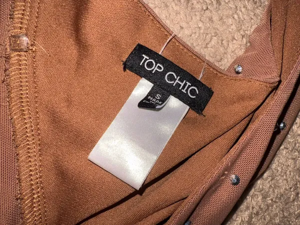 Boutique Cropped Rhinestone Tie Top Brown - Image 4