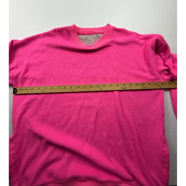 Aerie Women Neon Pink Oversized Side Slit Crewneck Sweatshirt Small S‎ Pullover - Image 4