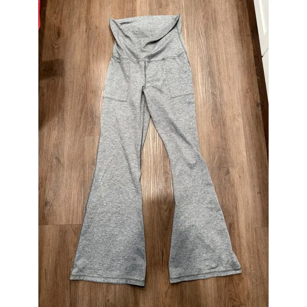 OFFLINE by Aerie The Hugger Foldover Flare Leggings Gray High Rise Long Inseam L - Image 2