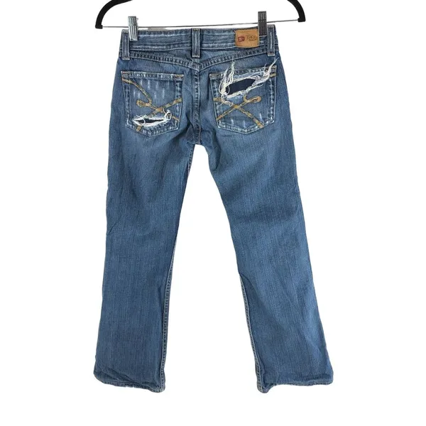 BKE Womens Jeans Star 18 Distressed Boot Cut Low Rise 24 HEMMED - Image 2