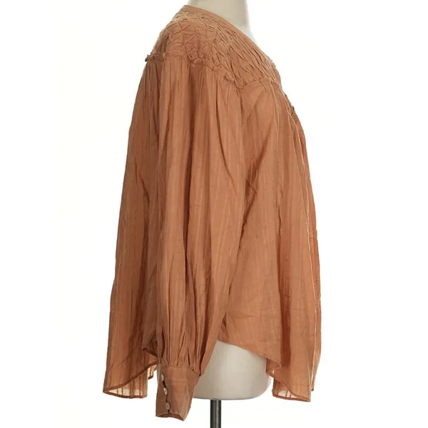 Free People $138 Marigold Button down Blouse Top Wood Chimes Fall Oversized M - Image 7