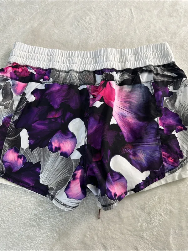 CALIA White Athletic Shorts with Pink & Purple Floral Print - Image 5