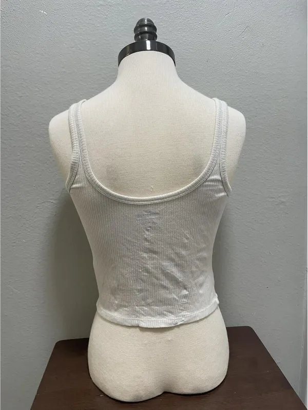 Hollister Must-Have Collection White Ribbed Tank Top M - Image 3