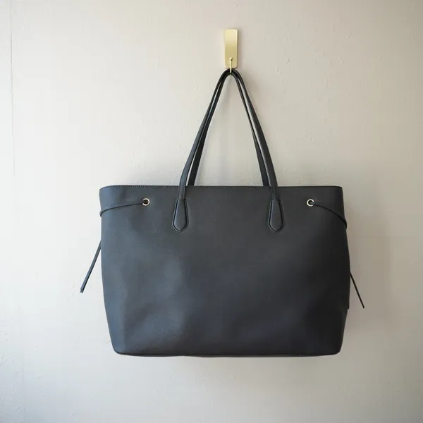 Kate Spade New York Black Saffiano Leather Drawstring Tote Bag Gold Hardware - Image 5