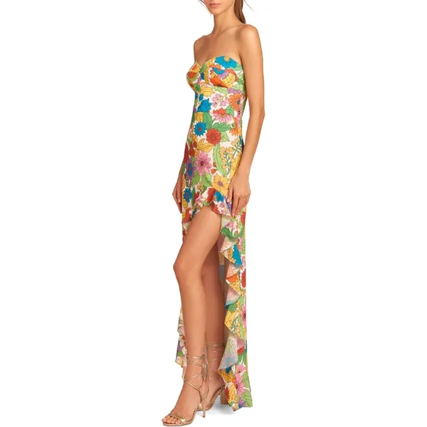 NWT Eden Amanda Uprichard Floral Ruffle High-Low Gown women's size XL - Image 3
