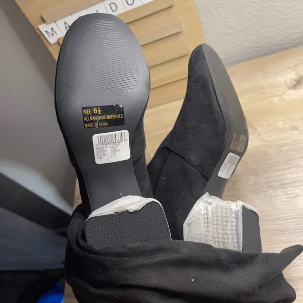 Qupid Zaya-08X Black Rhinestone Sock Knew High Boots - Image 3