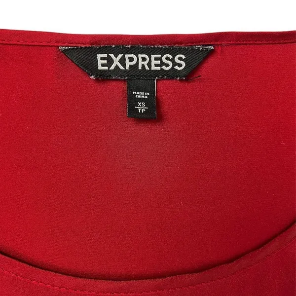 Express Dark Red Short Sleeve Dressy Blouse‎ Top Size XS - Image 5