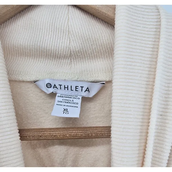 Athleta Sweatshirt Womens XL Balance Ridge Turtleneck Cream Fleece EUC - Image 2