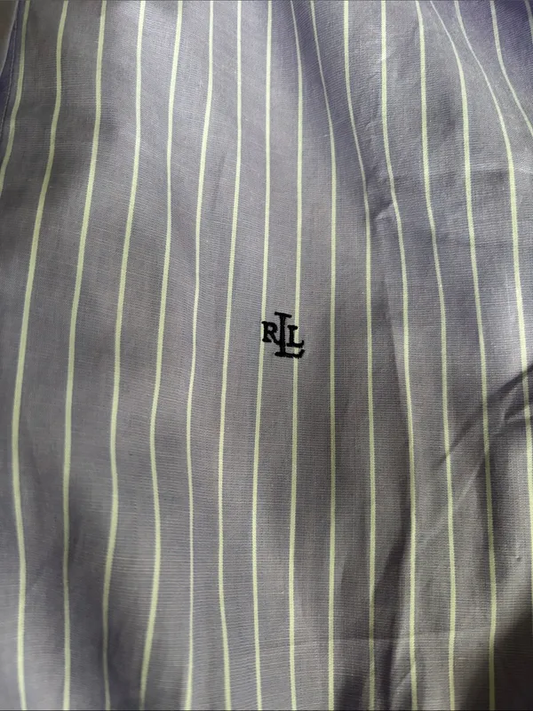 Lauren Ralph Lauren Pinstripe English Garden Blouse Sz 14 Button Up 100% Cotton - Image 9