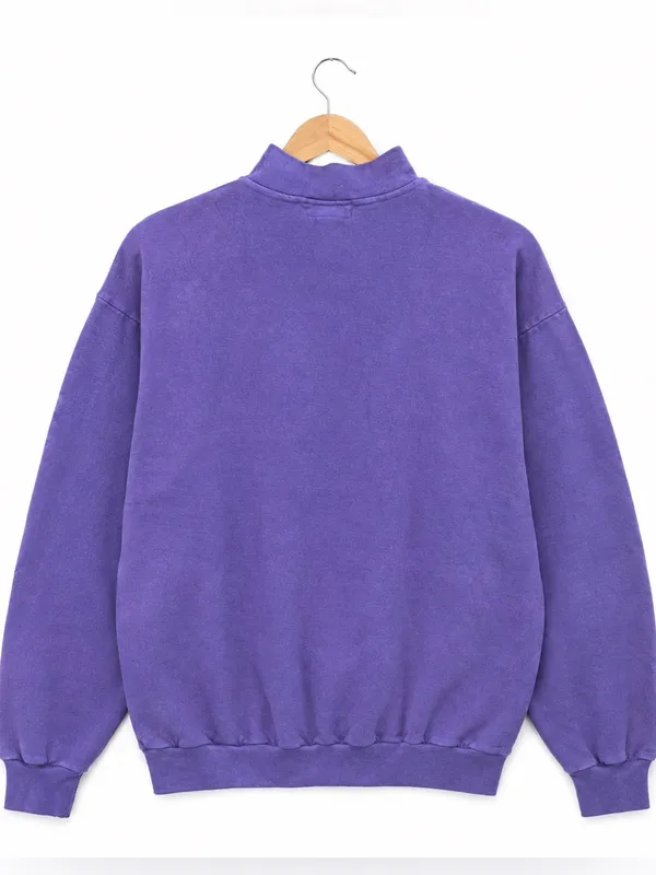 Vintage 90s Gitano Mock Neck Sweatshirt Purple Spellout Graphic Streetwear OS - Image 2