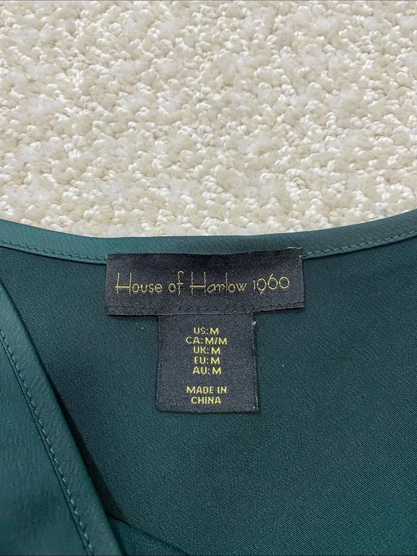 House of Harlow 1960 Emerald Satin Slip Dress Size M - Image 7