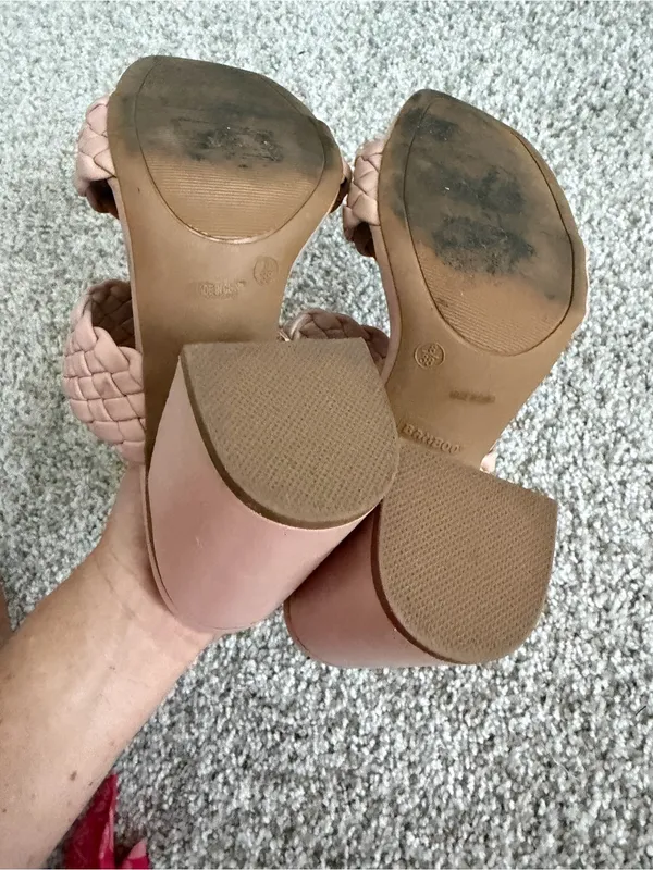 Bamboo Pink Braided Double Strap Block Heel Slide Sandals Mules Size 8 - Image 5
