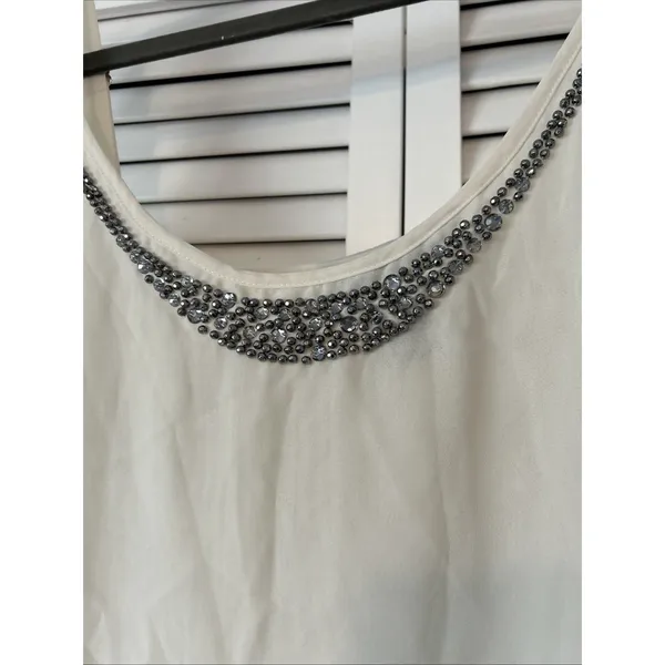 Lane Bryant Womens‎ Ivory Beaded Embellished Chiffon Cami Tank Top Plus Size 28 - Image 2