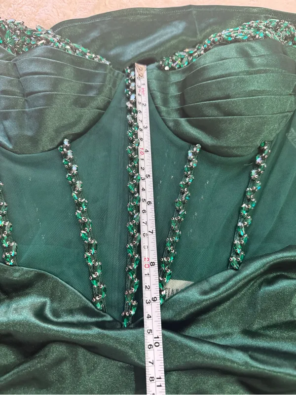 Portia & Scarlett Emerald Velvet Beaded Corset Gown Formal Dress L NWT - Image 12