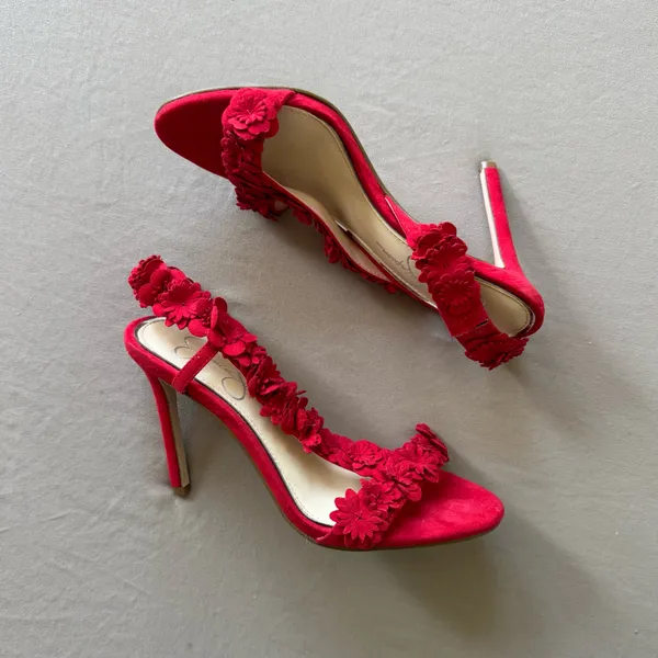 Jessica Simpson Jessin Muse Open Toe Floral Strap High Heels - Image 2