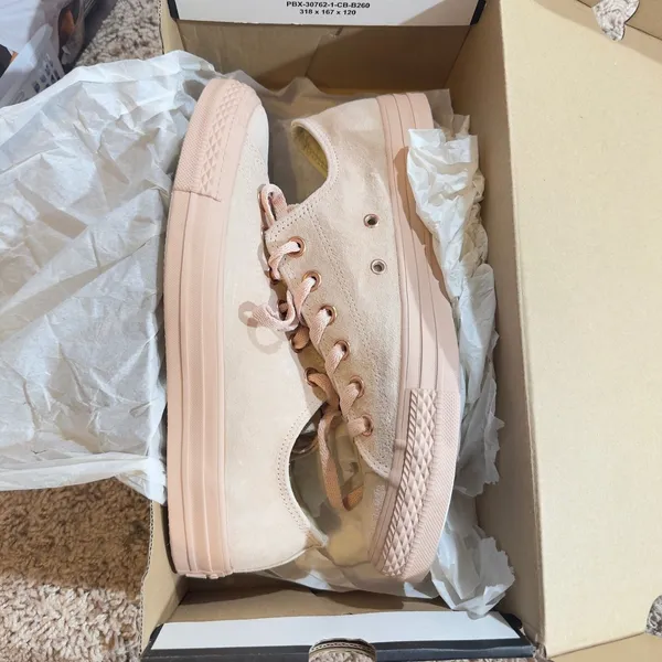 968 | NEW!! Converse CTAS OX Suede Rose Gold Eyelet Low Top‎ Bisque Women 9 - Image 10