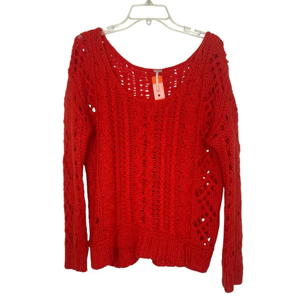 Free People "Wildfire" cable knit sweater size medium - Image 3