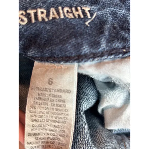 American Eagle Straight Stretch Jeans Womens 6 Dark Wash Denim Low Rise Pants - Image 7