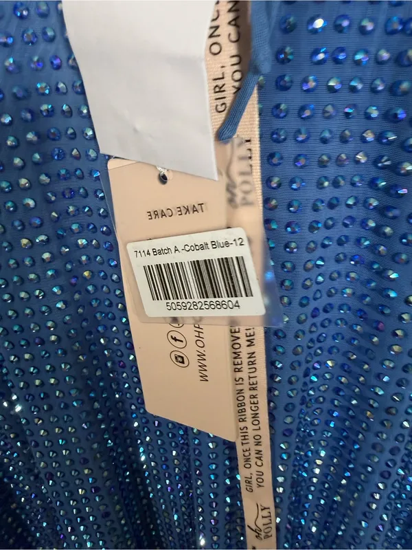 NWT Oh Polly Valeria Embellished Open Back Long Sleeve Mini Dress Cobalt Blue 8 - Image 7