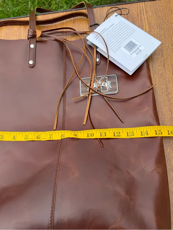 Canyon Leather Tote Bag Brown Mississippi State Full Grain Leather NWT - Image 10