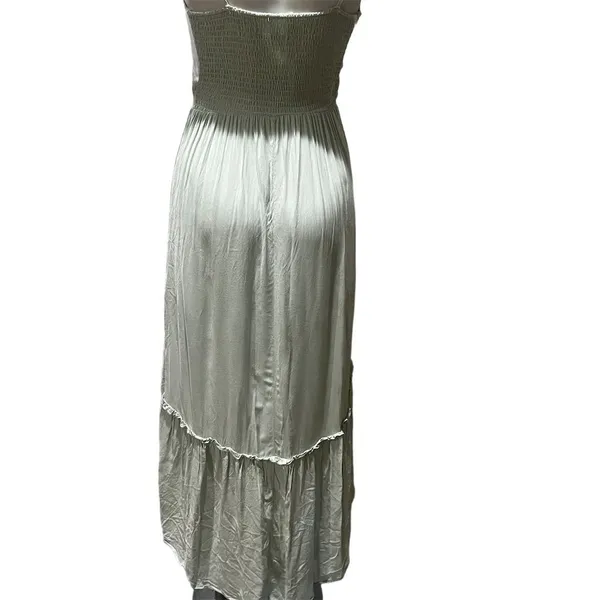 Birch and Stone Sage Green High-Low Maxi Dress w/ Front Cut-Out Size M - Image 5