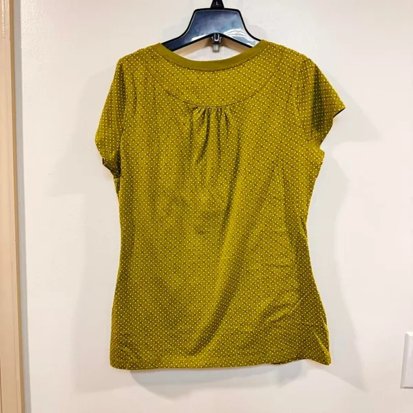 Y2K Green Brown polka dot button baby doll top Large romantic Henley Gilmore - Image 4