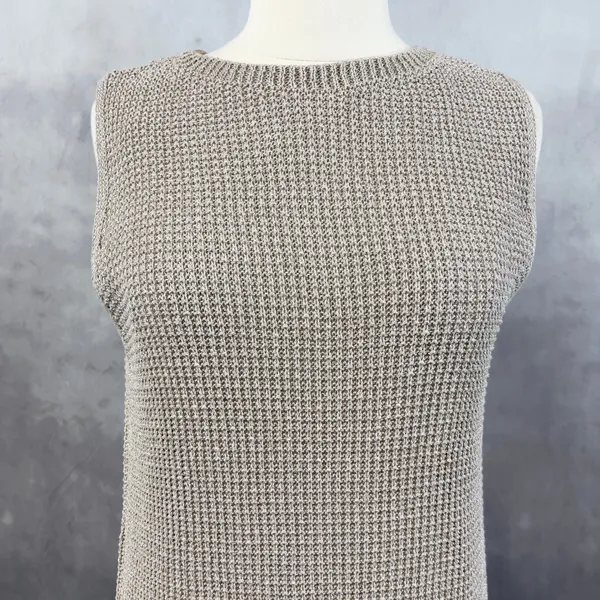 Zara Womens Crochet Knit Dress Small Sleeveless Midi Quiet‎ Luxury Metallic Chic - Image 2