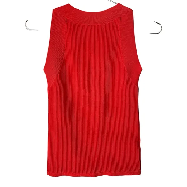 NWT Ann Taylor Ribbed Crewneck Sleeveless Sweaters Size Small (2) Brown Orange - Image 3